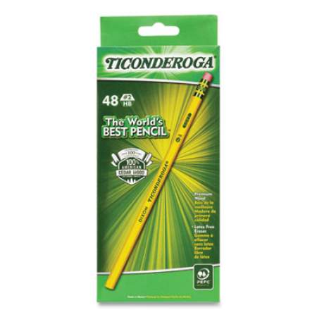 Ticonderoga Pencils, HB (#2), Black Lead, Yellow Barrel, 48/Pack (X13922X)