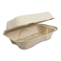 World Centric Fiber Hinged Hoagie Box Containers, 9 x 6 x 3, Natural, 500/Carton (TOSCUHB)