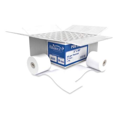 Alliance Thermal Cash Register/POS Roll, 3" x 80 ft, White, 36/Carton (3555)