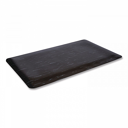 Cushion-Step Marbleized Rubber Mat, Rectangular, Black Smooth Surface, 36