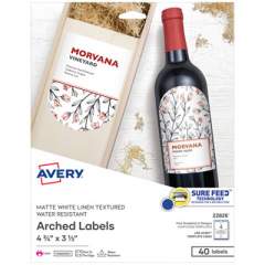 Avery Textured Arched Print-to-the-Edge Labels, Laser Printers, 4.75 x 3.5, White, 4/Sheet, 10 Sheets/Pack (22826)
