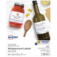 Avery Durable Water-Resistant Wraparound Labels w/ Sure Feed, 3 1/4 x 7 3/4, 16/PK (22835)