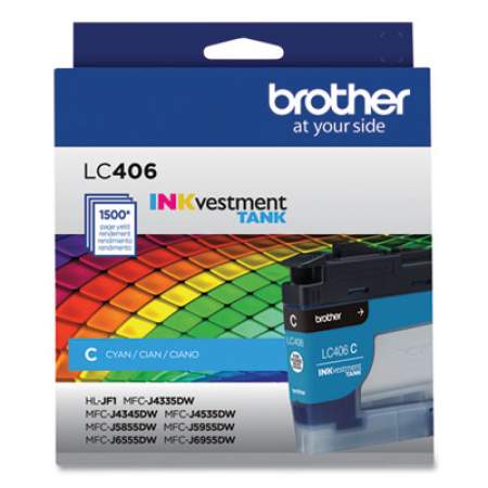 Brother LC406CS INKvestment Ink, 1,500 Page-Yield, Cyan