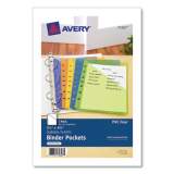 Avery Small Binder Pockets, Standard, 7-Hole Punched, Assorted, 5 1/2 x 9 1/4, 5/Pack (75307)