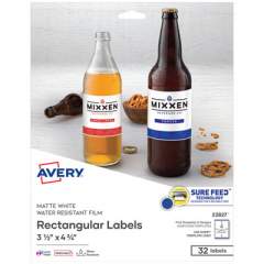 Avery Removable Print-to-the-Edge White Labels w/ Sure Feed, 3 1/2 x 4 3/4, 32/Pack (22827)