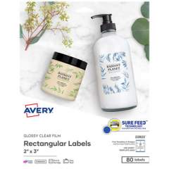 Avery Print-to-the-Edge Labels with Sure Feed and Easy Peel, 2 x 3, Glossy Clear, 80/Pack (22822)