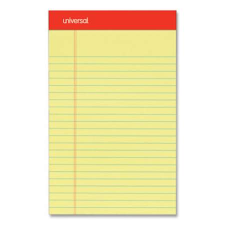 Universal Perforated Ruled Writing Pads, Narrow Rule, Red Headband, 50 Canary-Yellow 5 x 8 Sheets, Dozen (46200)