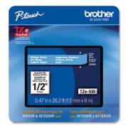 Brother P-Touch TZe Laminated Removable Label Tapes, 0.47" x 26.2 ft, White on Blue (TZE535CS)