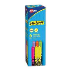 Avery HI-LITER Pen-Style Highlighters, Assorted Ink Colors, Chisel Tip, Assorted Barrel Colors, 6/Set (23565)