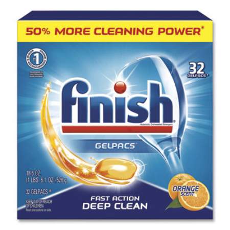 FINISH Dish Detergent Gelpacs, Orange Scent, 32/Box (81053)