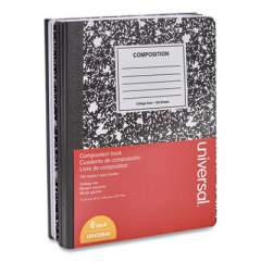 Universal Composition Book, Medium/College Rule, Black Marble Cover, 9.75 x 7.5, 100 Sheets, 6/Pack (20946)