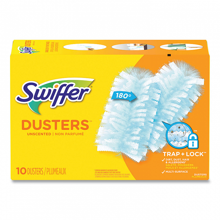 Dusters Refill, Dust Lock Fiber, Unscented, Light Blue, 10/Box (21459BX)