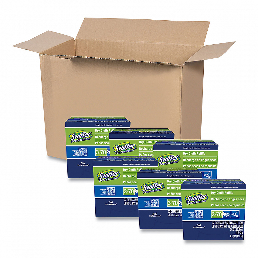 Dry Refill Cloths, 10.63 x 8, White, 32/Box, 6 Boxes/Carton (33407CT)