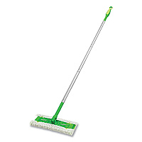 Sweeper Mop, 10 x 4.8 White Cloth Head, 46" Green/Silver Aluminum/Plastic Handle (09060EA)