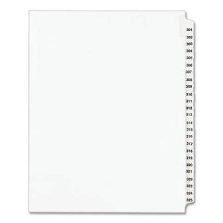 Preprinted Legal Exhibit Side Tab Index Dividers, Avery Style, 25-Tab, 301 to 325, 11 x 8.5, White, 1 Set, (1342) (01342)