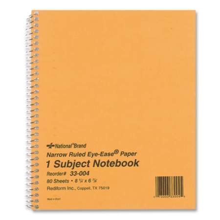 National Single-Subject Wirebound Notebooks, 1 Subject, Narrow Rule, Brown Cover, 8.25 x 6.88, 80 Eye-Ease Green Sheets (33004)