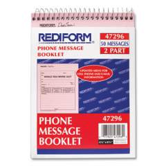 Rediform Desk Saver Line Wirebound Message Book, Two-Part Carbonless, 6.25 x 4.25, 1/Page, 50 Forms (47296)