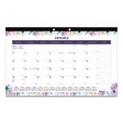 Blueline Passion Monthly Deskpad Calendar, Floral Artwork, 17.75 x 10.88, White Sheets, Black Binding, 12-Month (Jan to Dec): 2022 (C195113)