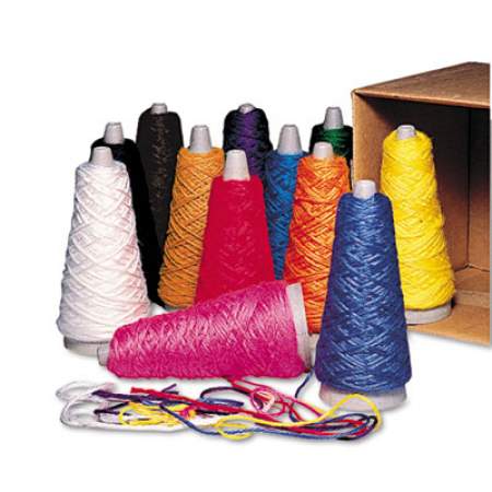 Pacon Trait-tex Double Weight Yarn Cones, 2-Ply, 2 oz, 100% Acrylic, Assorted Colors, 12/Box (00590)