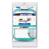 BIC Intensity Dry Erase Board/Markers Kit, 9 Markers/Dual-Sided Dry Erase Board, 7.8 x 11.8, White Surface, Plastic Blue Frame (DEKITP12AST)