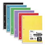 Mead Spiral Notebook, 1 Subject, Medium/College Rule, Assorted Covers, 10.5 x 8, 70 Sheets, 6/Pack (73065)