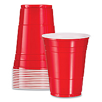 SOLO Party Plastic Cold Drink Cups, 16 oz, Red, 50/Bag, 20 Bags/Carton (P16R)