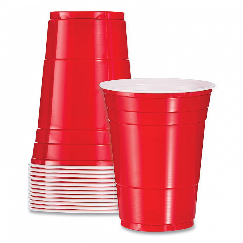 SOLO Party Plastic Cold Drink Cups, 16 oz, Red, 50/Pack (P16RPK)