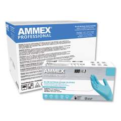 AMMEX Professional Nitrile Exam Gloves, Powder-Free, 3 mil, Large, Blue, 100/Box (APFN46100)