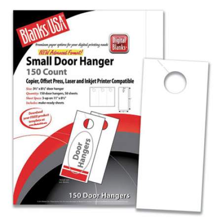 Blanks/USA Small Micro-Perforated Door Hangers, 67 lb, 8.5 x 11, White, 3 Hangers/Sheet, 50 Sheets/Pack (305B6WH)
