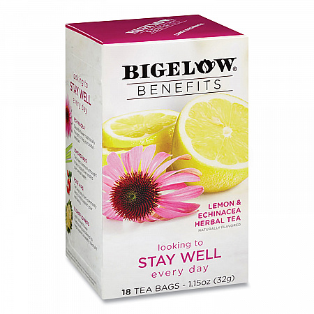 Benefits Lemon and Echinacea Herbal Tea Bags, 0.6 oz Tea Bag, 18/Box (1025)