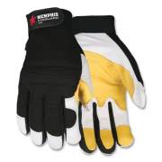 MCR Safety Goatskin Leather Palm Mechanics Gloves, Black/Yellow/White, Medium (906M)