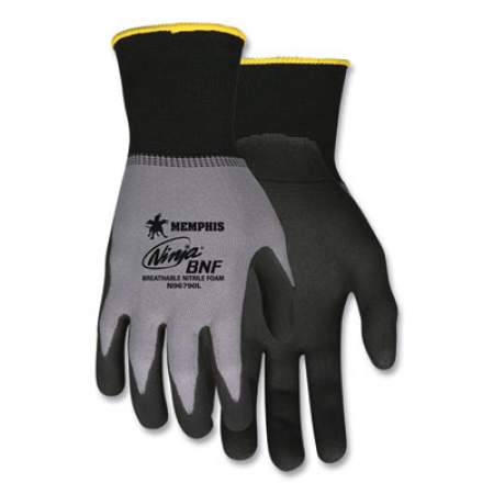 MCR Safety Ninja Nitrile Coating Nylon/Spandex Gloves, Black/Gray, X-Large, Dozen (N96790XL)