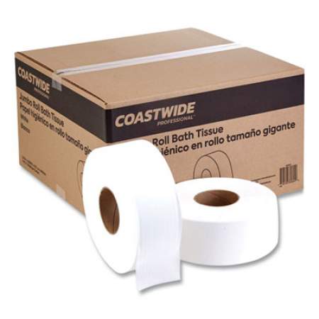 Coastwide Professional Jumbo One-Ply Toilet Paper, Septic Safe, White, 3.5" x 2,000 ft, 12 Rolls/Carton (26214BPR2621)