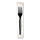 Individually Wrapped Mediumweight Polystyrene Cutlery, Fork, Plastic, Black, 1,000/Carton (FM53C7)