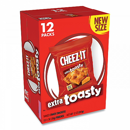 Baked Snack Crackers, Extra Toasty Crackers, 1 oz Bag, 12/Box (KEE11716)