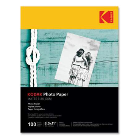 Kodak Photo Paper, 7.2 mil, 8.5 x 11, Matte White, 100/Pack (41184)