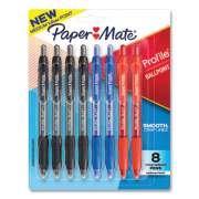 Paper Mate Profile Ballpoint Pen, Retractable, Medium 1 mm, Assorted Ink and Barrel Colors, 8/Pack (2097014)