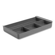Poppin The Get-It-Together Drawer Organizer, 4 Compartments, 13.5 x 7.75 x 2, Polystyrene Plastic, Dark Gray (105083)