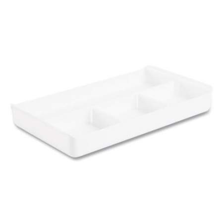Poppin The Get-It-Together Drawer Organizer, 4 Compartments, 13.5 x 7.75 x 2, Polystyrene Plastic, White (105085)