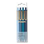Poppin Luxe Gel Pen, Retractable, Fine 0.7 mm, Blue Ink, Assorted Barrel Colors, 4/Pack (105390)