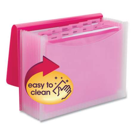 Smead Poly Expanding File, 12 Sections, Letter Size, Pink/Clear (70864)