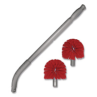 Ergo Toilet Bowl Brush with Nylon Bristle Head, Handle and 2 Heads (BBCOR)