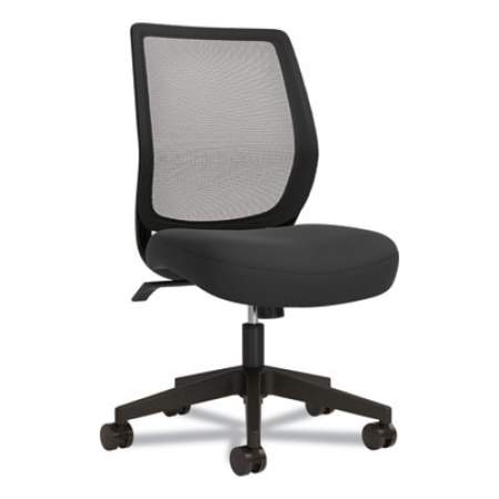 Union & Scale Essentials Mesh Back Fabric Task Chair, Supports Up to 275 lb, Black Fabric Seat, Black Mesh Back, Black Base (59378)
