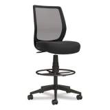 Union & Scale Essentials Mesh Back Fabric Drafting Stool, Supports Up to 275 lb, Black Seat/Back, Black Base (59386)