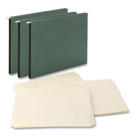 Smead Reveal Hanging Folders with SuperTab Folders Kit, 15 Hanging and 45 Interior Folders, Letter Size, 1/3 Cut Tab, Green/Manila (92016)