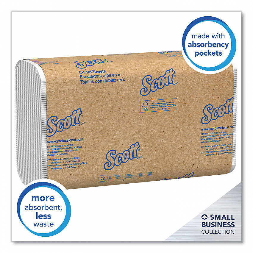 Essential C-Fold Towels for Business, Convenience Pack, 1-Ply, 10.13 x 13.15, White, 200/Pack, 9 Packs/Carton (03623)