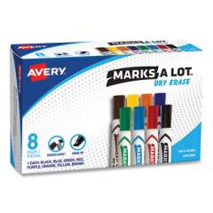Avery MARKS A LOT Desk-Style Dry Erase Marker, Broad Chisel Tip, Assorted Colors, 8/Set (24411)