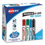 Avery MARKS A LOT Desk/Pen-Style Dry Erase Marker Value Pack, Assorted Broad Bullet/Chisel Tips, Assorted Colors, 24/Pack (29870)