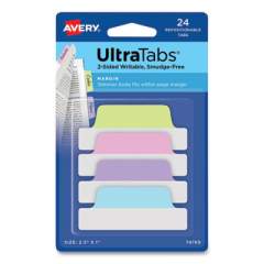 Avery Ultra Tabs Repositionable Margin Tabs, 1/5-Cut Tabs, Assorted Pastels, 2.5" Wide, 24/Pack (74769)