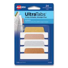 Avery Ultra Tabs Repositionable Margin Tabs, 1/5-Cut Tabs, Assorted Metallic, 2.5" Wide, 24/Pack (74786)